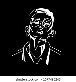 Vector black and white Illustration of abstract face.
Modern minimalism art style.