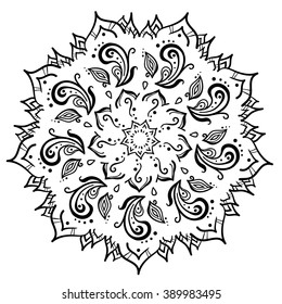 Vector black and white illustration of an abstract boho symbol