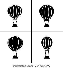 Vector black and white illustration of air ballon icon for business. Stock vector design.