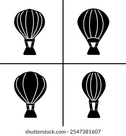 Vector black and white illustration of air ballon icon for business. Stock vector design.