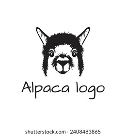 Vektorschwarz-weißer Illustration eines Alpaca im minimalistischen Stil. Kann für Logo und Druck auf jedem Hintergrund verwendet werden