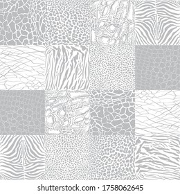 Vector black and white illustration animal pattern background African animal wildlife