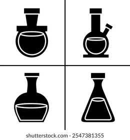 Vector ilustración en blanco y negro de icono de vaso de precipitados para los negocios. Diseño de Vector de stock.