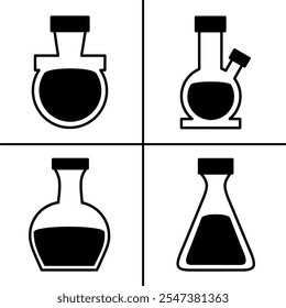 Vector ilustración en blanco y negro de icono de vaso de precipitados para los negocios. Diseño de Vector de stock.