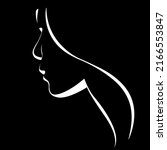 vector black and white illustration of a beautiful female face formed by a shadow. useful for advertising products for women, beauty salons, decorative and care cosmetics, logo, print, poster, design