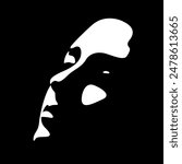 vector black and white illustration of a beautiful female face formed by a shadow. useful for advertising products for women, beauty salons, decorative and care cosmetics, logo, print, poster, design