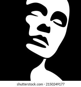 ilustración vectorial en blanco y negro de una hermosa cara femenina formada por una sombra. útil para productos publicitarios para mujeres, salones de belleza, cosméticos decorativos y de cuidado, logotipo, impresión, afiche, diseño