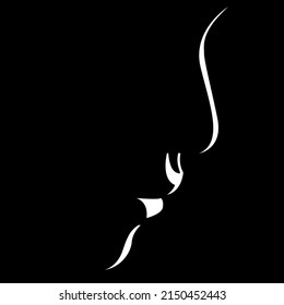 vector black and white illustration of a beautiful female face formed by a shadow. useful for advertising products for women, beauty salons, decorative and care cosmetics, logo, print, poster, design
