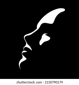 vector black and white illustration of a beautiful female face formed by a shadow. useful for advertising products for women, beauty salons, decorative and care cosmetics, logo, print, poster, design
