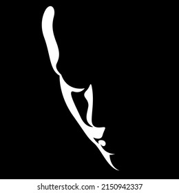 vector black and white illustration of a beautiful female face formed by a shadow. useful for advertising products for women, beauty salons, decorative and care cosmetics, logo, print, poster, design