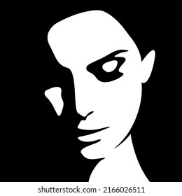 Vector Black White Illustration Beautiful Female Stock Vector (Royalty ...