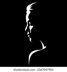 vector black and white illustration of a beautiful female face formed by a shadow. useful for advertising products for women, beauty salons, decorative and care cosmetics, logo, print, poster, design