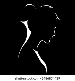 vector black and white illustration of a beautiful female face formed by a shadow. useful for advertising products for women, beauty salons, decorative and care cosmetics, logo, print, poster, design