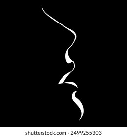 vector black and white illustration of a beautiful female face formed by a shadow. useful for advertising products for women, beauty salons, decorative and care cosmetics, logo, print, poster, design