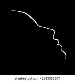 vector black and white illustration of a beautiful female face formed by a shadow. useful for advertising products for women, beauty salons, decorative and care cosmetics, logo, print, poster, design