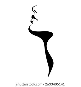 vector black and white illustration of a beautiful female face formed by a shadow. useful for advertising products for women, beauty salons, decorative and care cosmetics, logo, print, poster, design