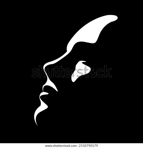 vector black and white illustration of a\
beautiful female face formed by a shadow. useful for advertising\
products for women, beauty salons, decorative and care cosmetics,\
logo, print, poster,\
design\

