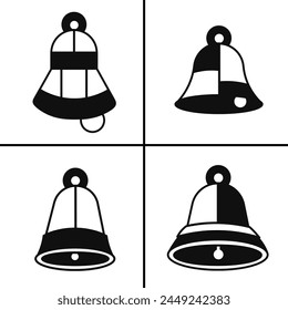Ilustración en blanco y negro de Vector del ícono de campana para negocios. Diseño de Vector estándar.
