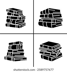 Vector black and white illustration of book icon for business. Stock vector design.