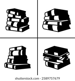 Vector black and white illustration of book icon for business. Stock vector design.