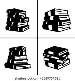 Vector black and white illustration of book icon for business. Stock vector design.
