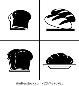 Vector black and white illustration of bread icon for business. Stock vector design.