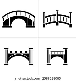 Vector black and white illustration of bridge icon for business. Stock vector design.