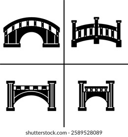 Vector black and white illustration of bridge icon for business. Stock vector design.