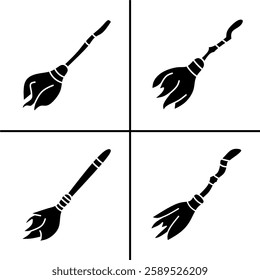 Vector black and white illustration of broom icon for business. Stock vector design.