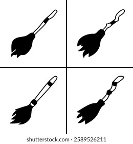Vector black and white illustration of broom icon for business. Stock vector design.
