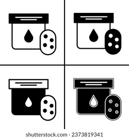 Ilustración vectorial en blanco y negro del icono del balde para empresas. Diseño vectorial de material.