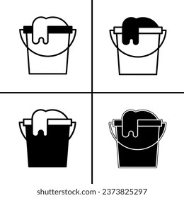 Vector black and white illustration of bucket laundry icon for business. Stock vector design.