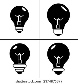 Vector black and white illustration of bulb icon for business. Stock vector design.