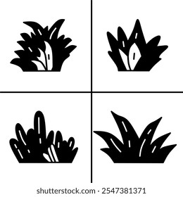 Ilustración en blanco y negro de Vector de icono de arbusto para negocios. Diseño de Vector de stock.