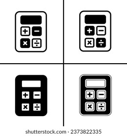 Vector black and white illustration of calculator icon for business. Stock vector design.
