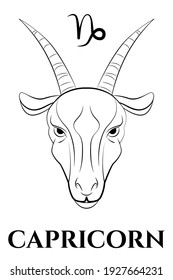 ilustración vectorial en blanco y negro de capricornio