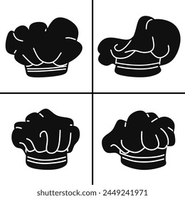 Vector black and white illustration of chef hat icon for business. Stock vector design.