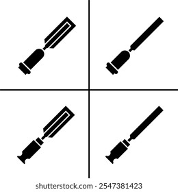 Vector black and white illustration of chisel icon. Stock vector design.