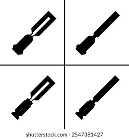 Vector ilustración en blanco y negro de icono de cincel. Diseño de Vector de stock.