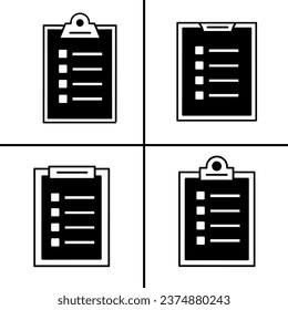 Vector black and white illustration of clipboard icon for business. Stock vector design.