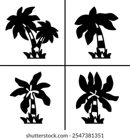 Vector black and white illustration of coconut palm icon for business. Stock vector design.