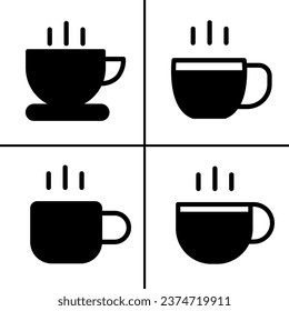 Vector black and white illustration of coffee cup icon for business. Stock vector design.