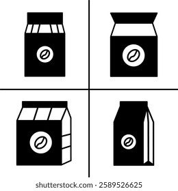 Vector black and white illustration of coffee box icon for business. Stock vector design.