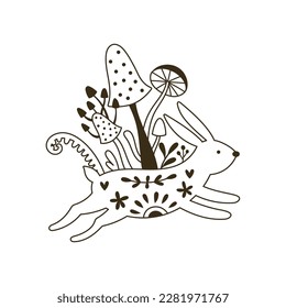 vector black and white illustration for a coloring page, mystery image