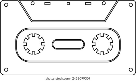 Vector black and white illustration compact tape cassettes. Web graphics, banners, advertisements, stickers, labels, business templates, t-shirt. Isolated on a white background