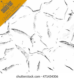 Vector black and white illustration of cracked paint texture.