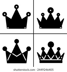 Vector black and white illustration of crown icon for business. Stock vector design.