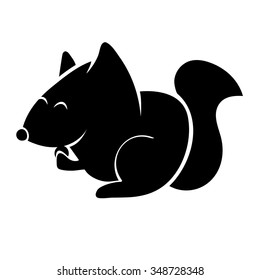Vector black and white illustration of cute Squirrel