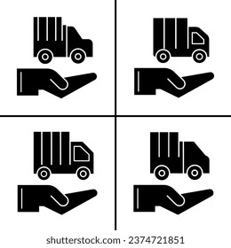 Vector black and white illustration of delivery icon for business. Stock vector design.