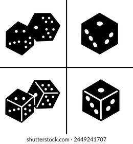Vector black and white illustration of dice icon for business. Stock vector design.